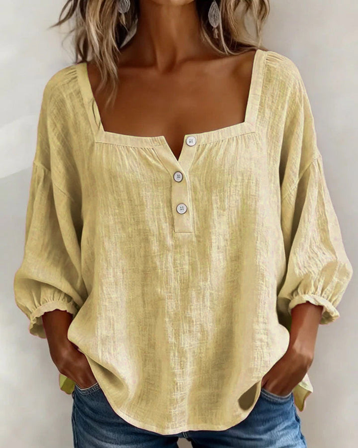 BLOUSE À COL CARRE POUR FEMMES