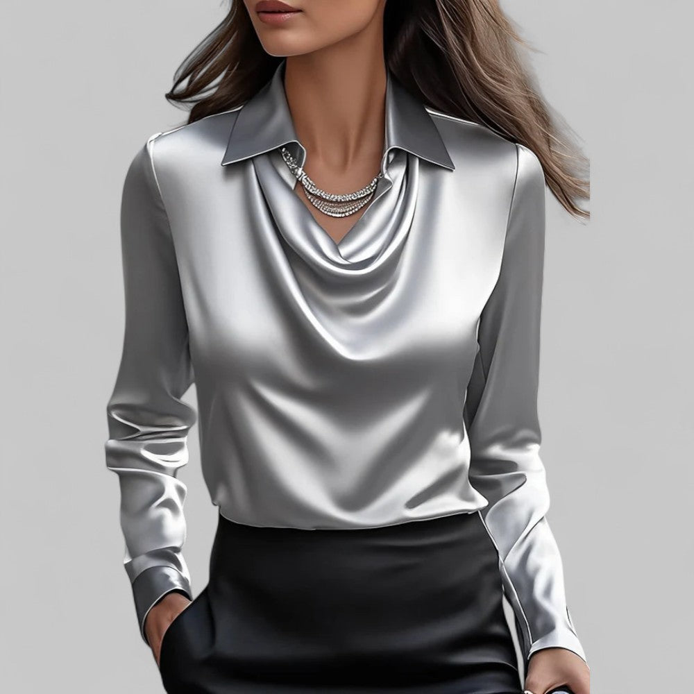 BLOUSE EN SATIN DRAPÉE POUR FEMMES