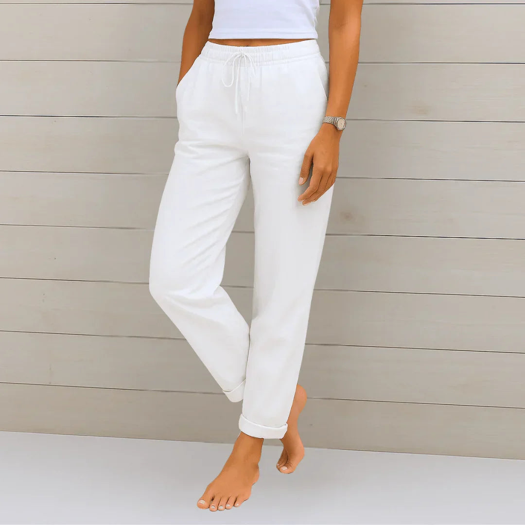 PANTALON EN LIN MÉLANGÉ POUR FEMME