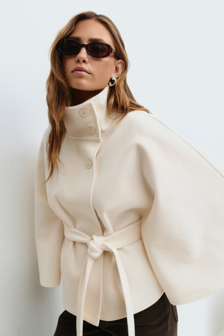 MANTEAU CAPE À CEINTURE POUR FEMMES