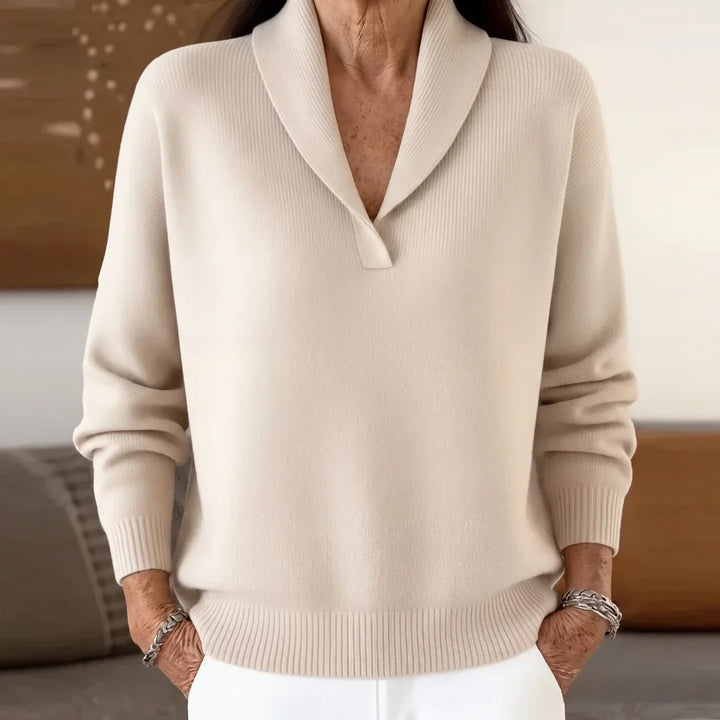 PULL DRAPÉ À COL EN V POUR FEMMES