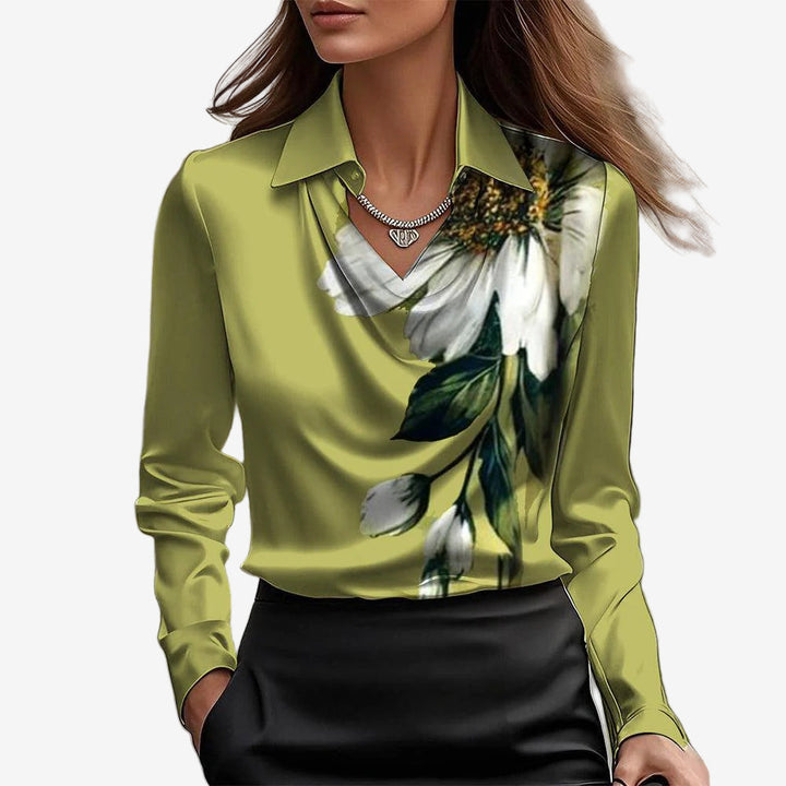 BLOUSE DRAPÉE COL COWL POUR FEMMES