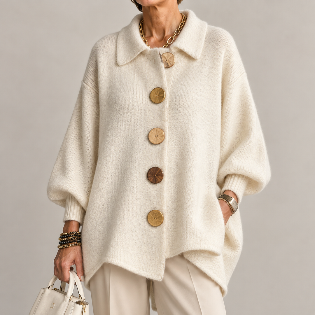 GILET EN TRICOTÉE À COL OVERSIZE POUR FEMMES