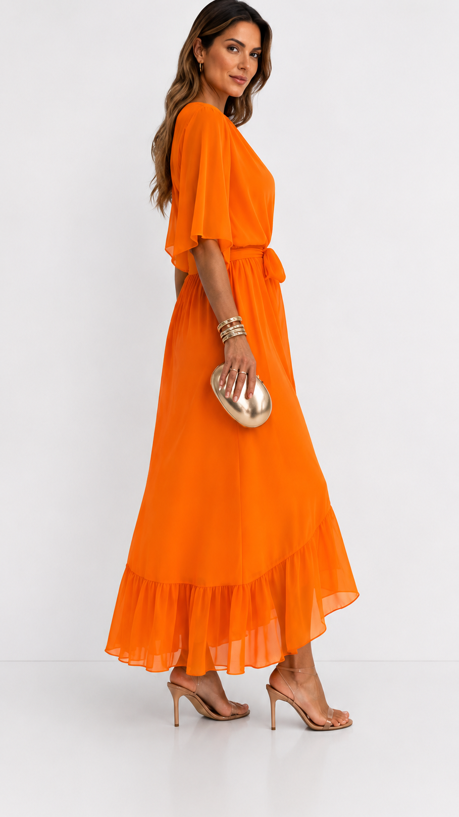 ROBE EN CHIFFON À ENVELOPPER POUR FEMMES