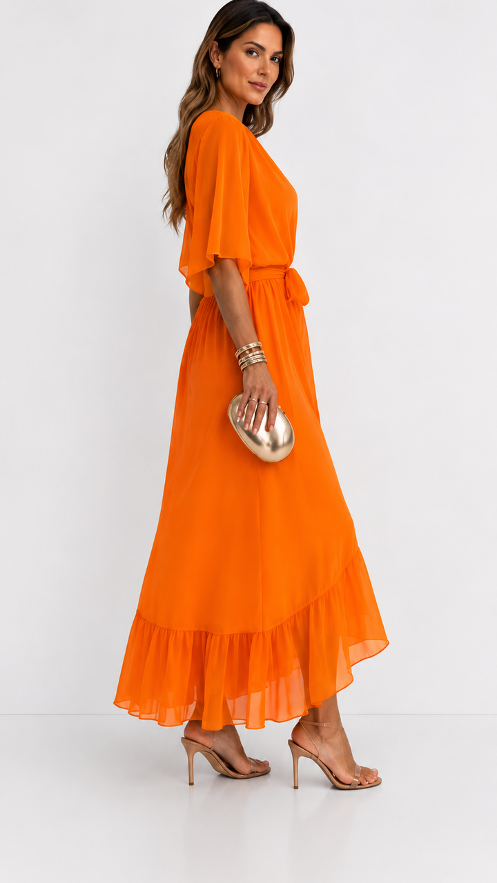 ROBE EN CHIFFON À ENVELOPPER POUR FEMMES