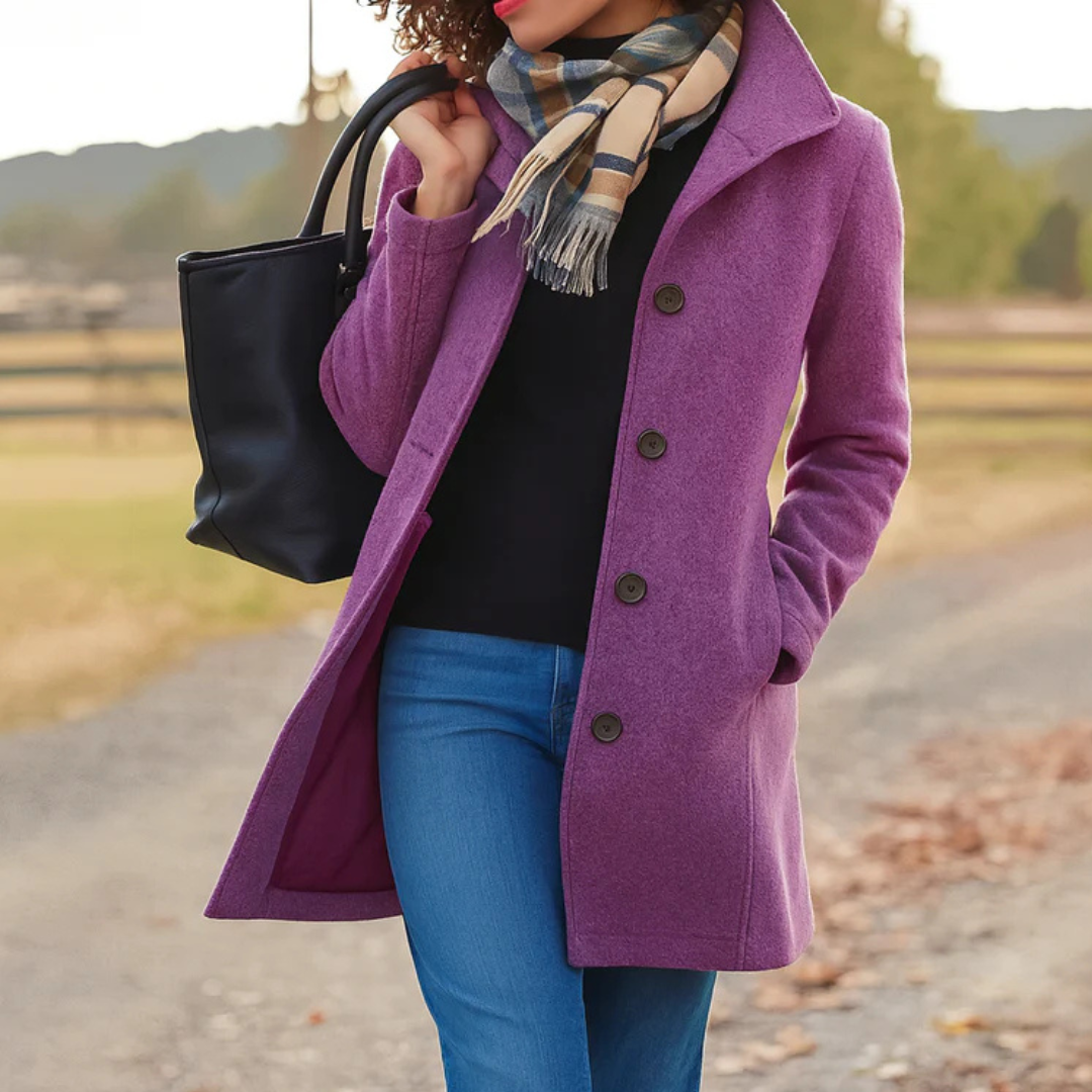 MANTEAU EN LAINE À COUPE DROITE POUR FEMMES