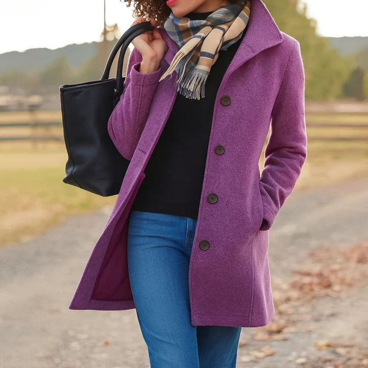 MANTEAU EN LAINE À COUPE DROITE POUR FEMMES