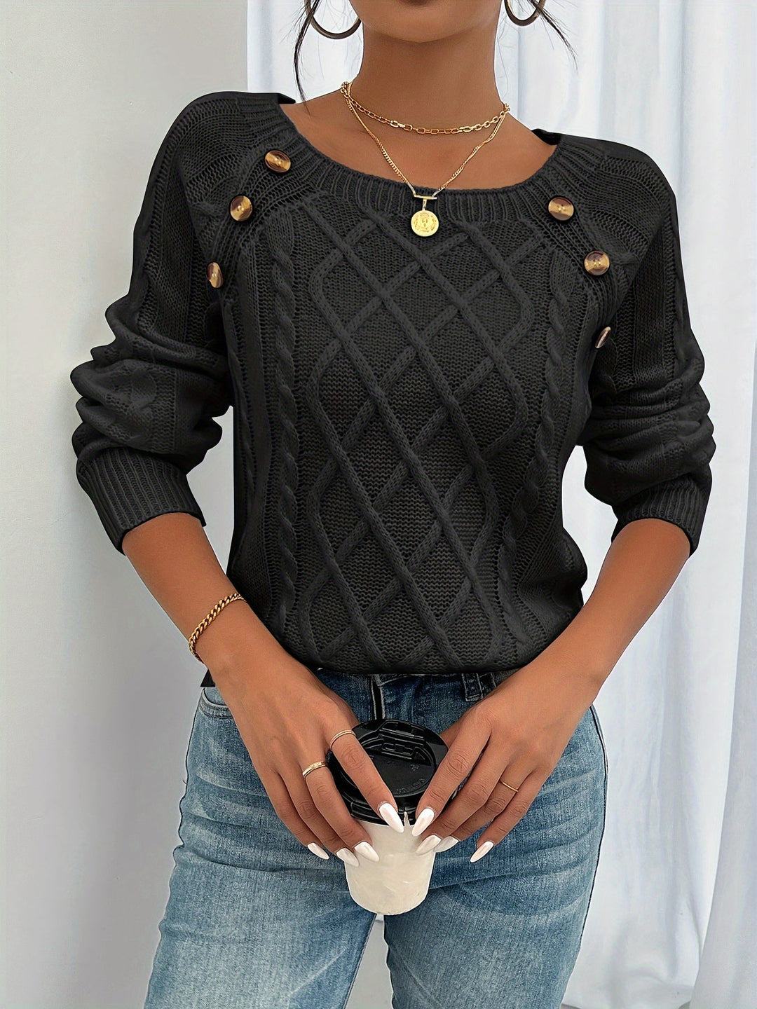PULL TEXTURÉ À BOUTONS POUR FEMME