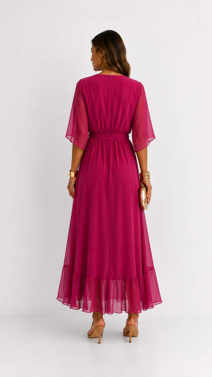 ROBE EN CHIFFON À ENVELOPPER POUR FEMMES