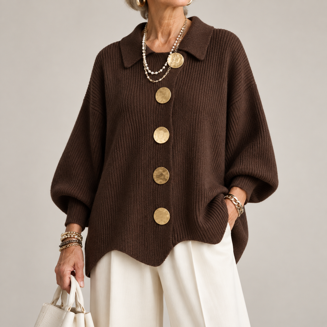 GILET EN TRICOTÉE À COL OVERSIZE POUR FEMMES