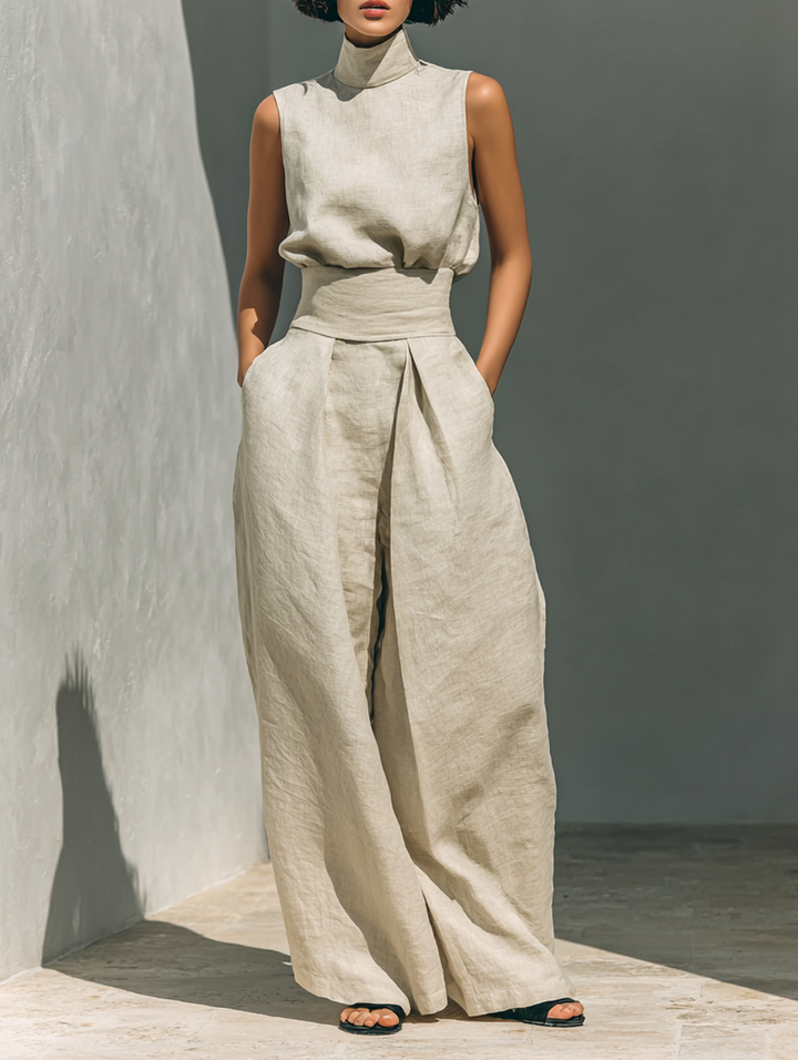 ENSEMBLE PANTALON LARGE EN COTON POUR FEMME