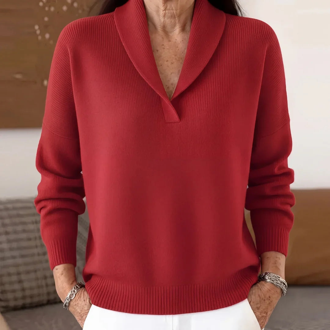 PULL DRAPÉ À COL EN V POUR FEMMES
