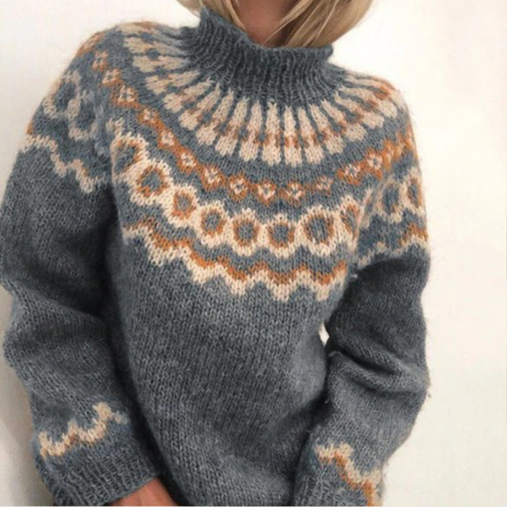 PULL COL ROLLÉ RIBBÉ POUR FEMMES
