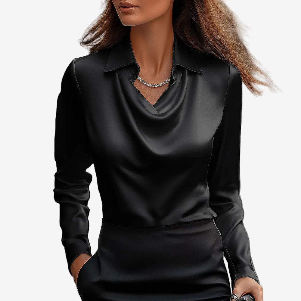 BLOUSE DRAPÉE COL COWL POUR FEMMES