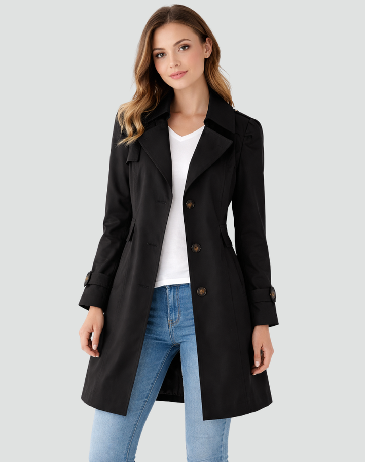 TRANCHÉE MANTEAU CLASSIQUE À REVERS POUR FEMMES