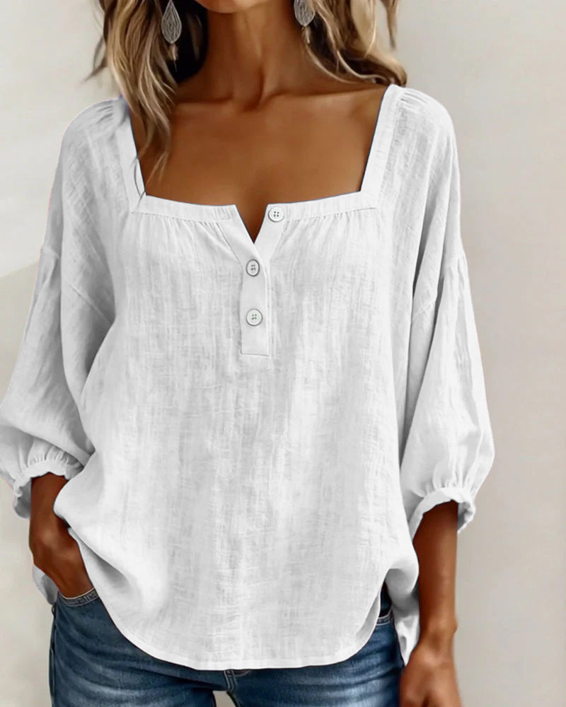 BLOUSE À COL CARRE POUR FEMMES