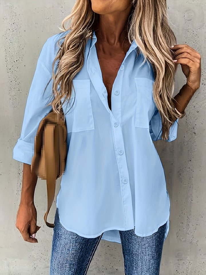 BLOUSE À MANCHES CHIC QUOTIDIENNE POUR FEMMES