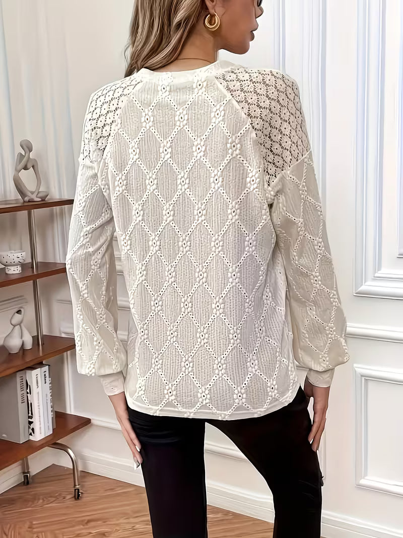 BLOUSE TISSÉE COL ROND POUR FEMMES
