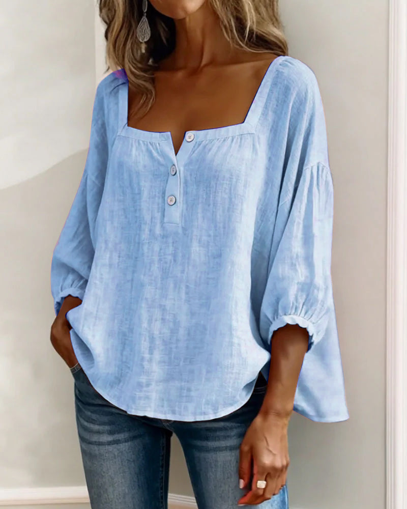 BLOUSE À COL CARRE POUR FEMMES