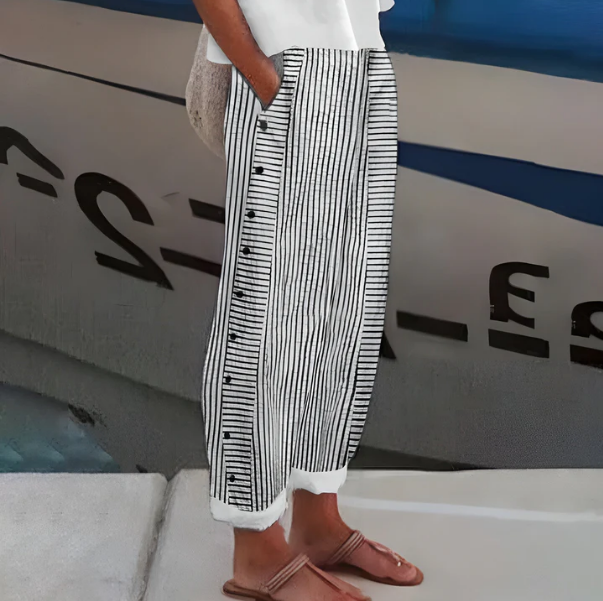 PANTALON FLUIDE RAYÉ POUR FEMMES