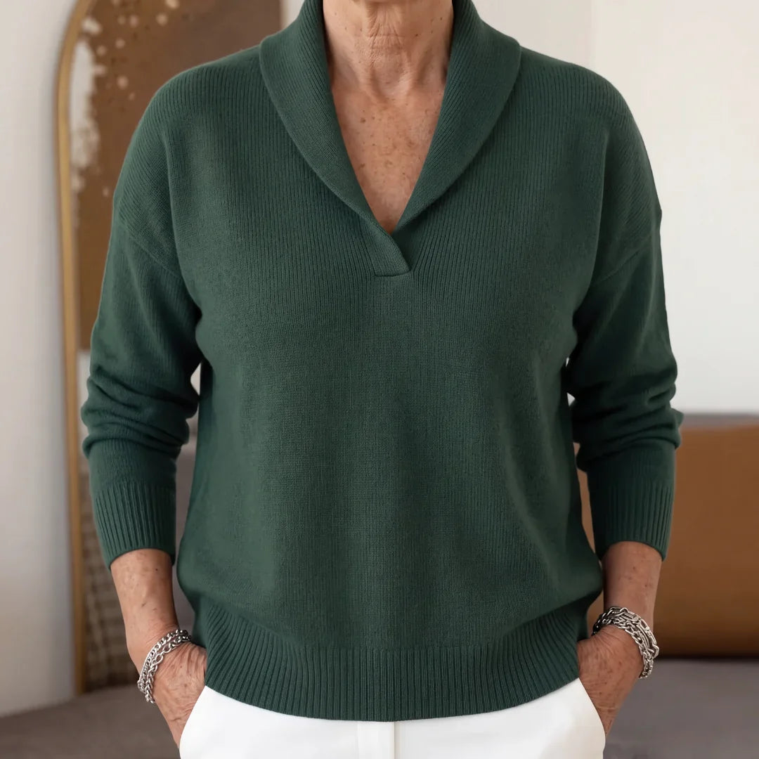 PULL DRAPÉ À COL EN V POUR FEMMES