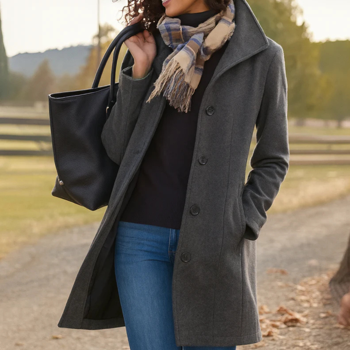 MANTEAU EN LAINE À COUPE DROITE POUR FEMMES