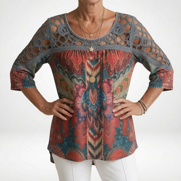 BLOUSE À IMPRIMÉ ETHNIQUE POUR FEMMES