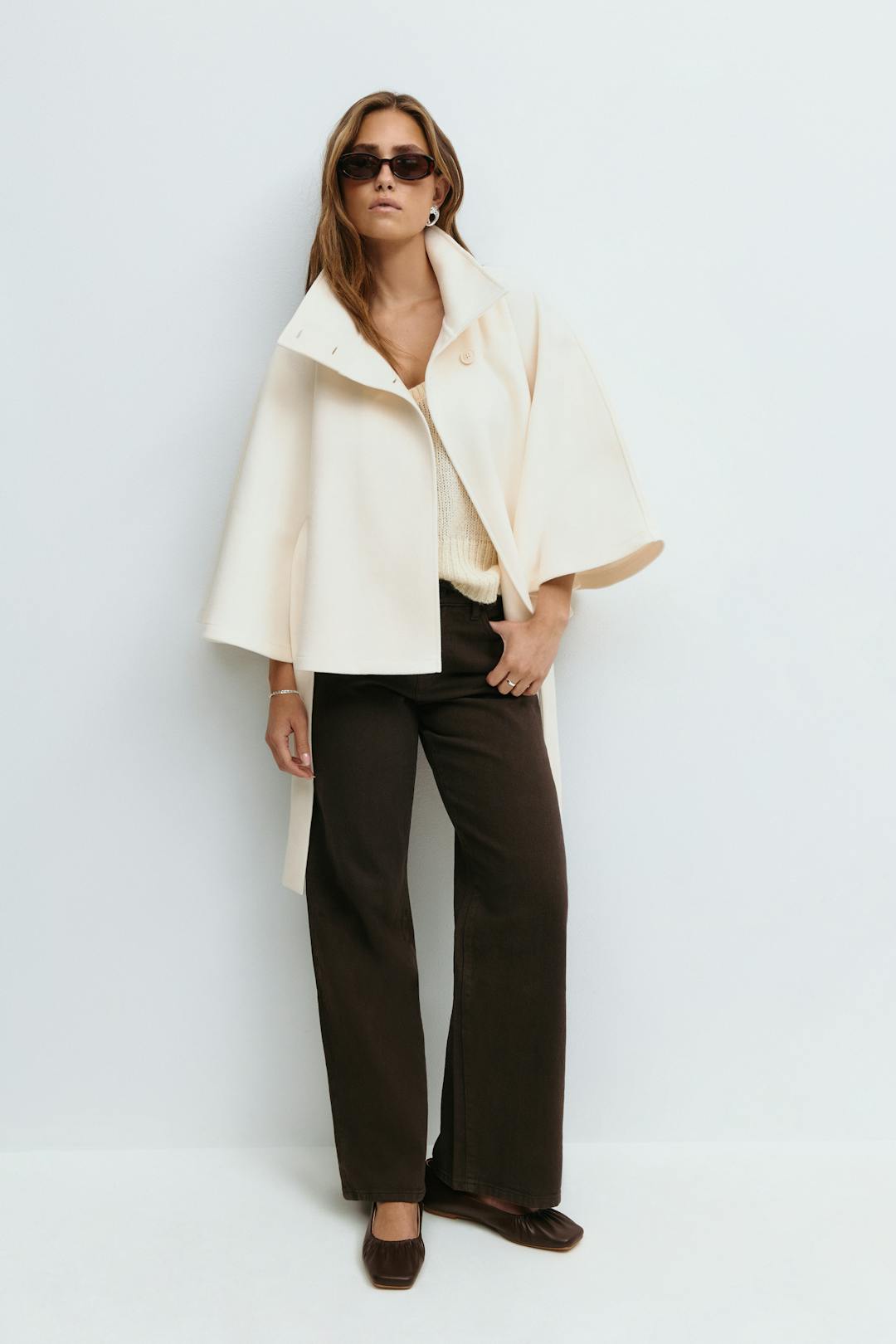 MANTEAU CAPE À CEINTURE POUR FEMMES