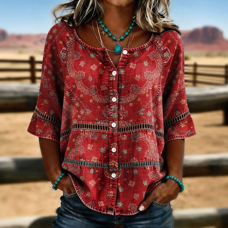 BLOUSE CLASSIQUE IMPRIMÉ ETHNIQUE FEMME