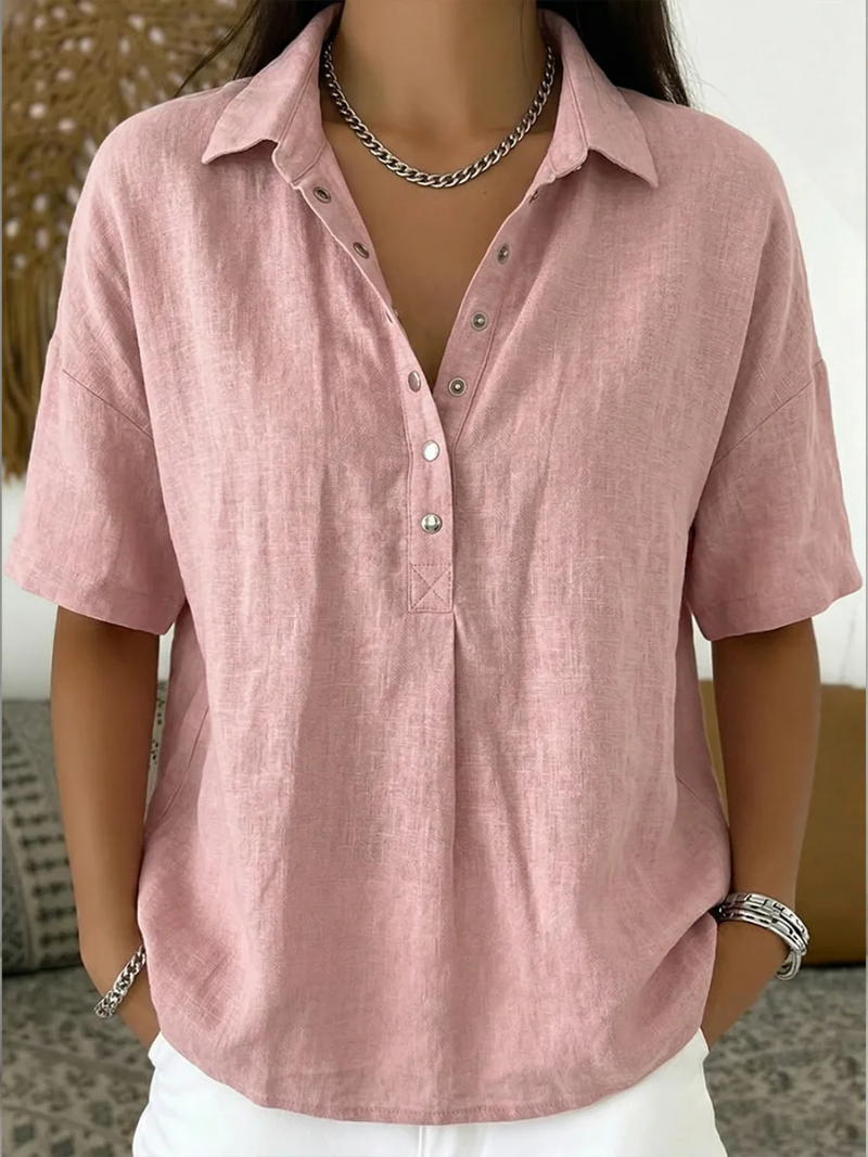 BLOUSE BOUTONNÉE COL V POUR FEMME