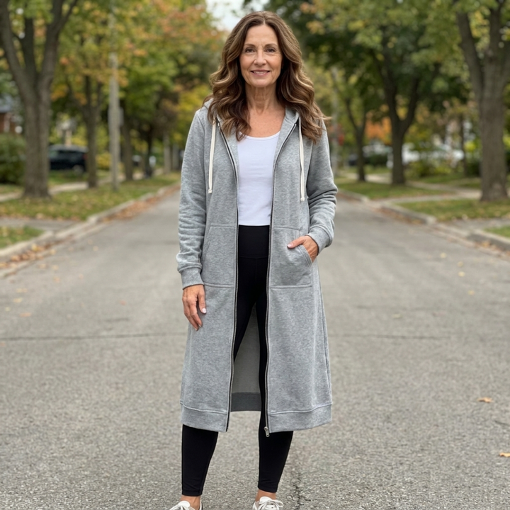 GILET LONGUE EN ZIP DÉTENDUE POUR FEMMES