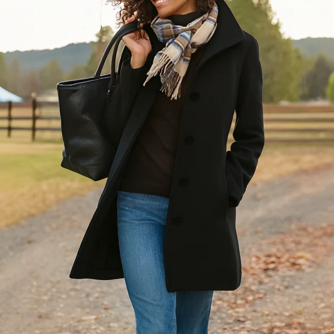 MANTEAU EN LAINE À COUPE DROITE POUR FEMMES