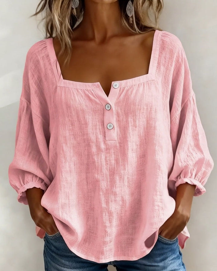 BLOUSE À COL CARRE POUR FEMMES