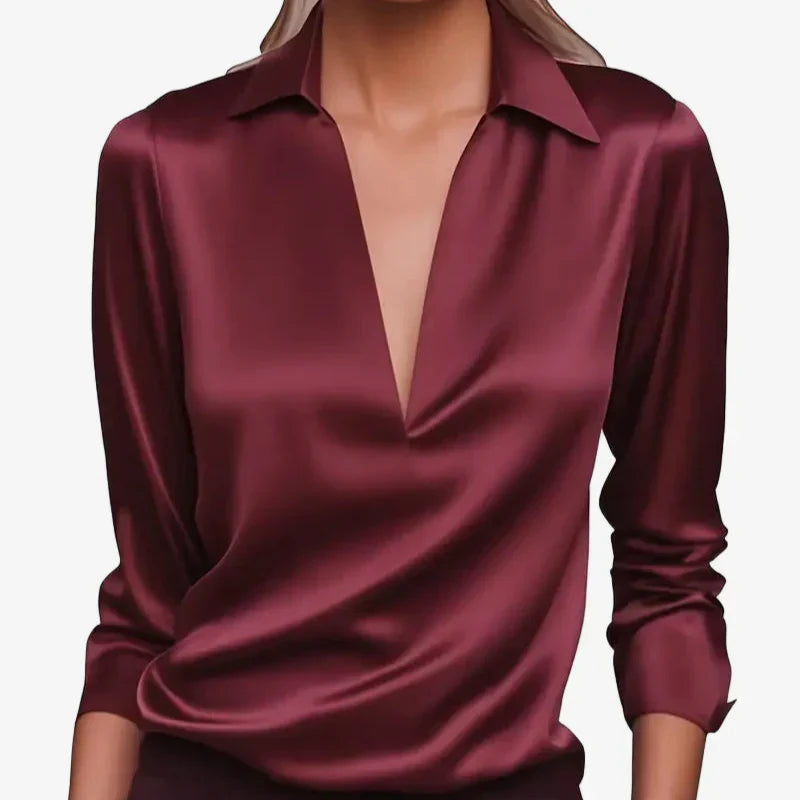 BLOUSE SATINÉE ÉLÉGANTE POUR FEMMES