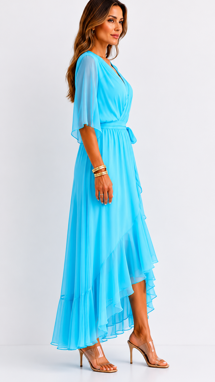 ROBE EN CHIFFON À ENVELOPPER POUR FEMMES