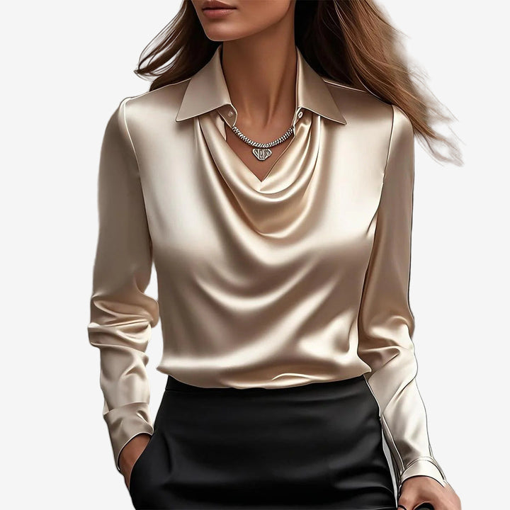BLOUSE DRAPÉE COL COWL POUR FEMMES