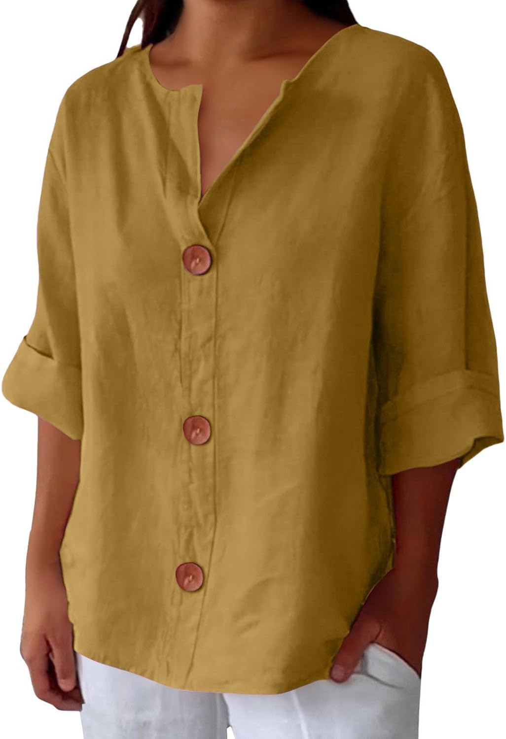 CHEMISE À COL EN V POUR FEMMES