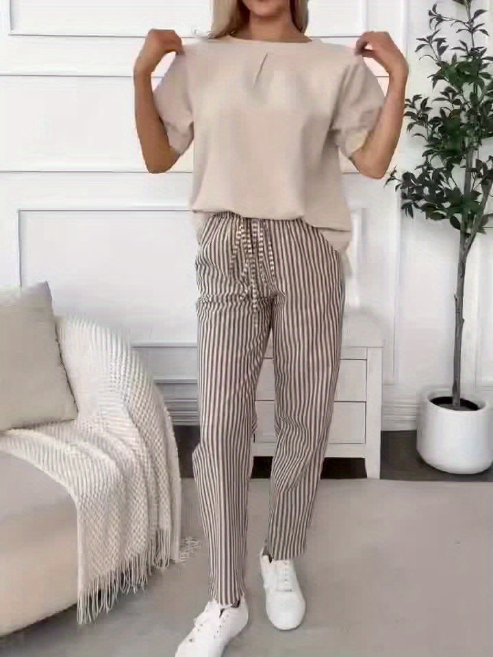 PANTALONS LARGES À RAYURES POUR FEMMES