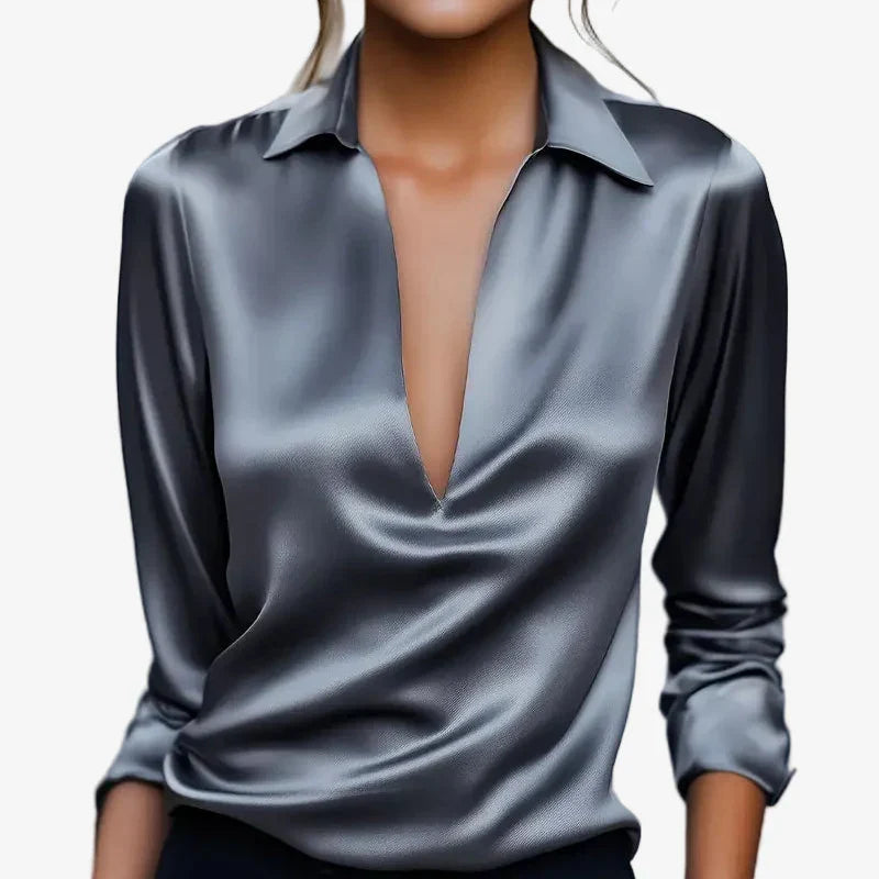 BLOUSE SATINÉE ÉLÉGANTE POUR FEMMES