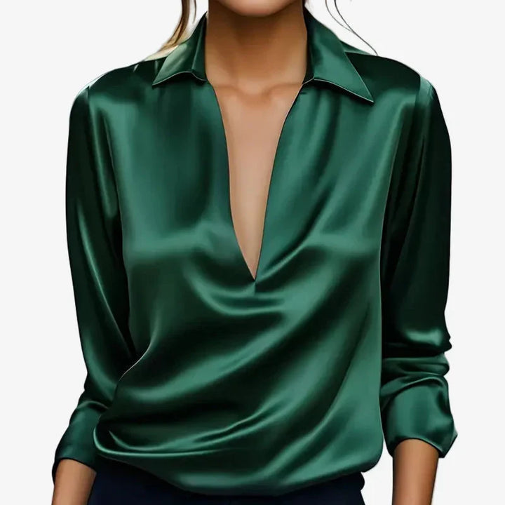 BLOUSE SATINÉE ÉLÉGANTE POUR FEMMES
