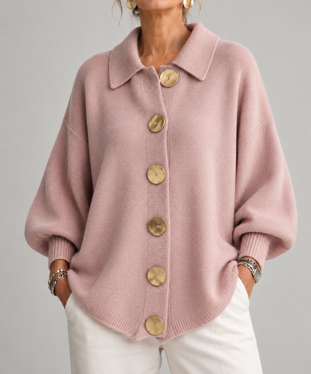 GILET EN TRICOTÉE À COL OVERSIZE POUR FEMMES