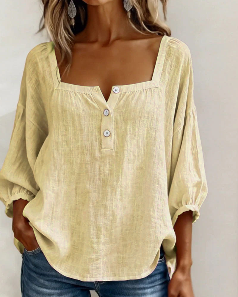 BLOUSE À COL CARRE POUR FEMMES
