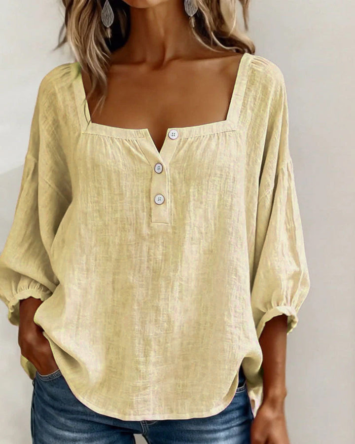 BLOUSE À COL CARRE POUR FEMMES