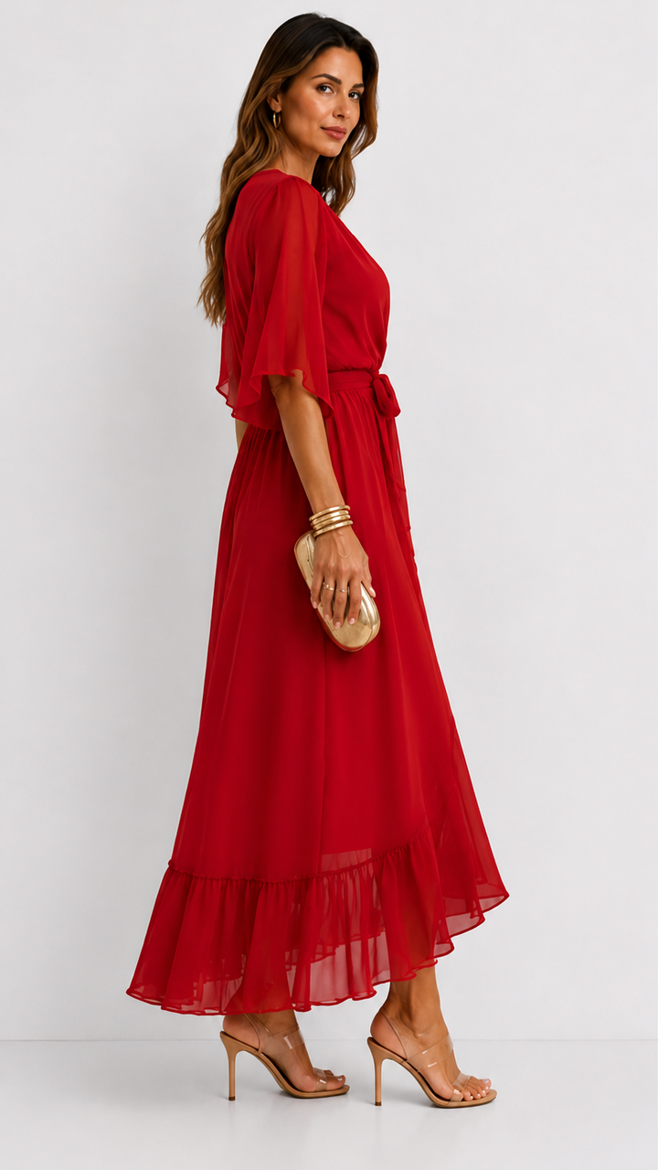 ROBE EN CHIFFON À ENVELOPPER POUR FEMMES