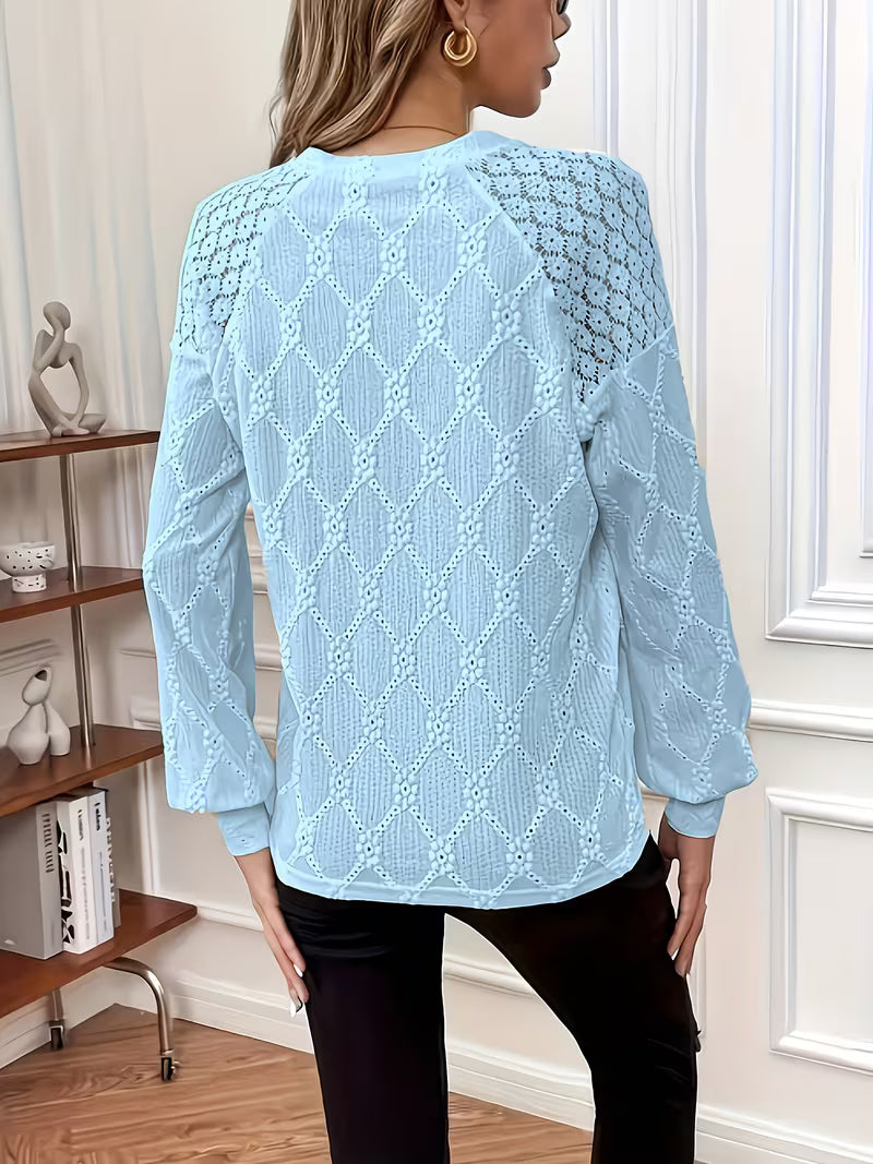 BLOUSE TISSÉE COL ROND POUR FEMMES