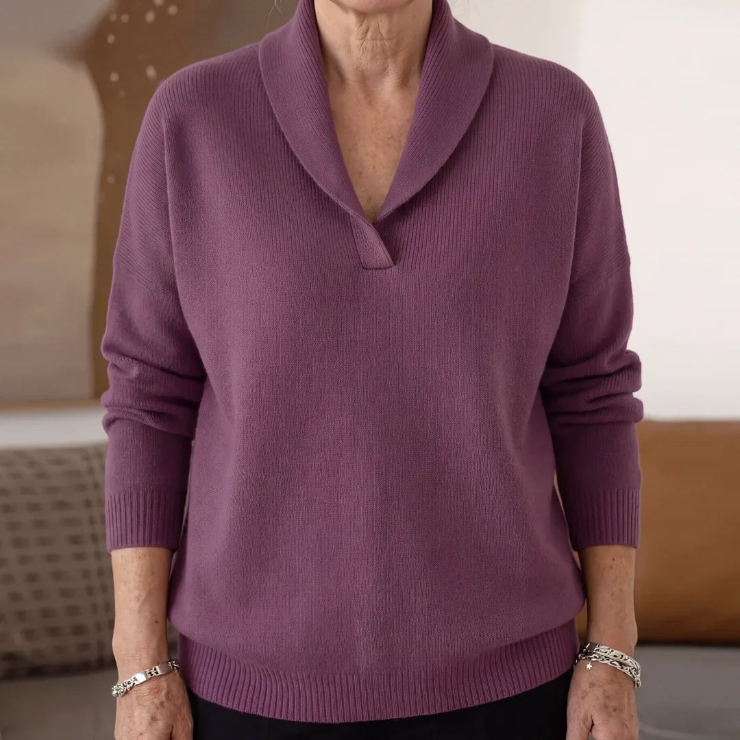 PULL DRAPÉ À COL EN V POUR FEMMES