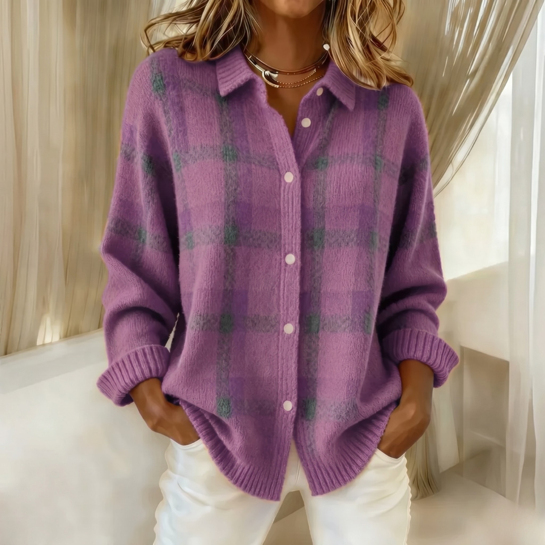 GILET TRICOTÉ À COL POUR FEMMES