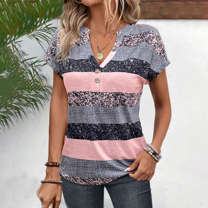 BLOUSE RAYÉE COL V POUR FEMMES