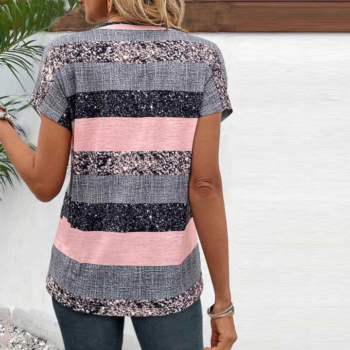 BLOUSE RAYÉE COL V POUR FEMMES
