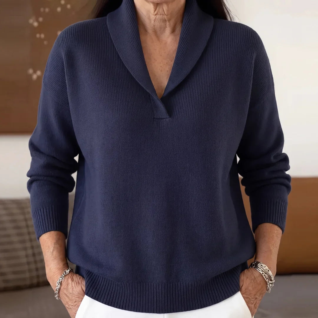 PULL DRAPÉ À COL EN V POUR FEMMES